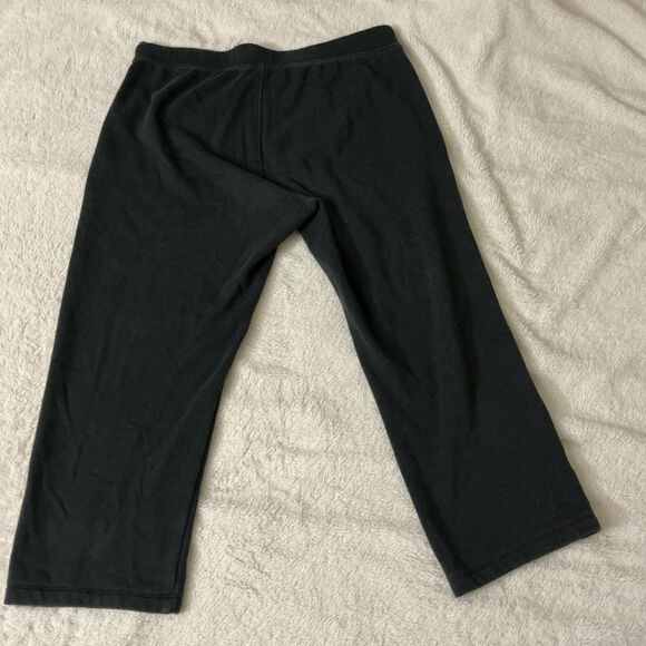 UGG Gabi Wide Legged Sweatpants Women’s Size Large Black Brushed Fleece Raw Hem - Picture 5 of 7